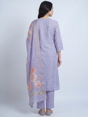 amoha by Secret Wish Lavender Floral Cotton Blend Non-Maternity Kurta Set