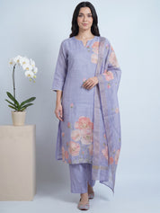 amoha by Secret Wish Lavender Floral Cotton Blend Non-Maternity Kurta Set