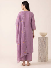 amoha by Secret Wish Purple Floral Cotton Blend Non-Maternity Kurta Set