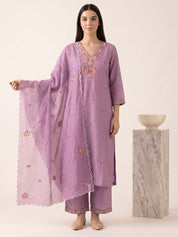 amoha by Secret Wish Purple Floral Cotton Blend Non-Maternity Kurta Set