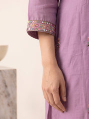amoha by Secret Wish Purple Floral Cotton Blend Non-Maternity Kurta Set