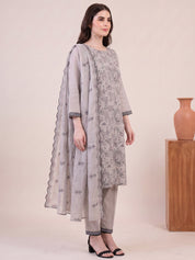 amoha by Secret Wish Grey Printed Cotton Blend Non-Maternity Kurta Set