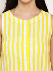 Yellow Striped Rayon Maternity Kurta with Trouser