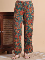 Green Floral Cotton Maternity Suit Sets With Dupatta