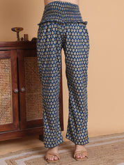 Blue Floral Cotton Calf Length Maternity Suit Sets With Dupatta