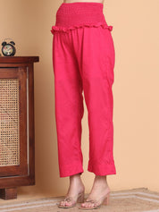 Pink Floral Cotton Calf Length Maternity Suit Set