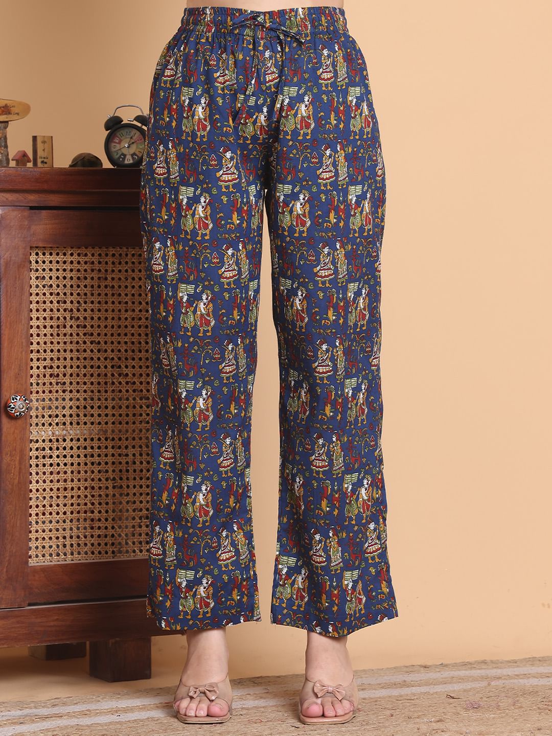Blue Jaipuri Print Cotton Calf Length Maternity Suit Sets