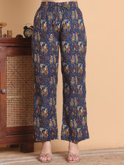 Blue Jaipuri Print Cotton Calf Length Maternity Suit Sets