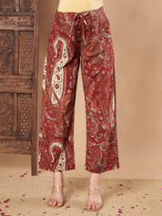 Maroon Paisley Cotton Maternity Kurta with Trouser and Dupatta