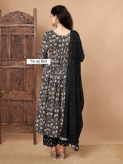 Black Floral Cotton Maternity Kurta with Trouser and Dupatta