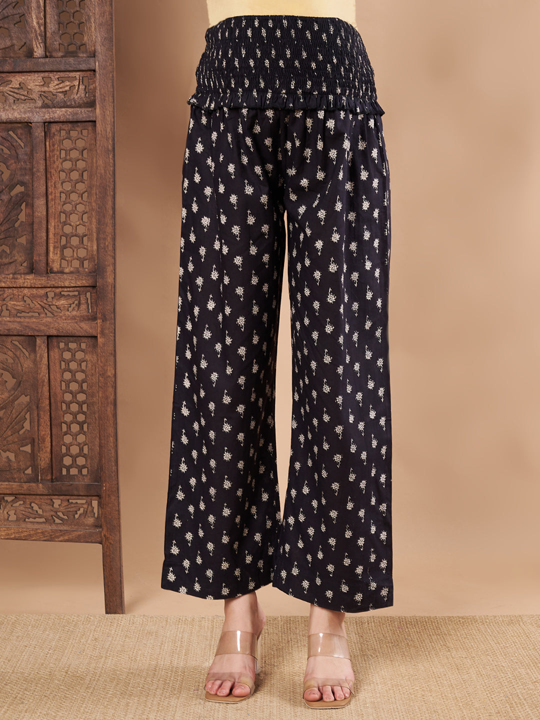Black Floral Cotton Maternity Kurta with Trouser and Dupatta