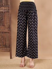 Black Floral Cotton Maternity Kurta with Trouser and Dupatta