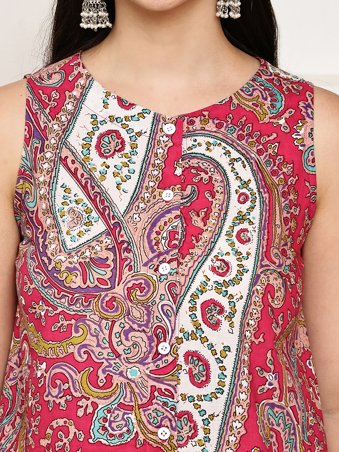 Pink Paisley Cotton Maternity Kurta with Trouser