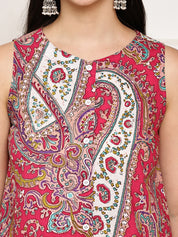 Pink Paisley Cotton Maternity Kurta with Trouser
