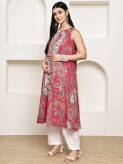 Pink Paisley Cotton Maternity Kurta with Trouser