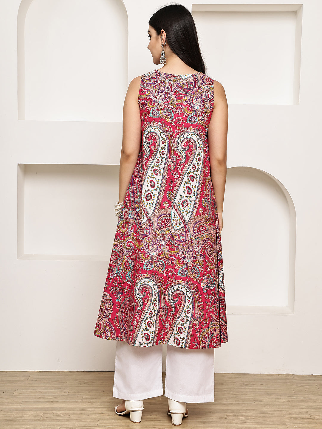 Pink Paisley Cotton Maternity Kurta with Trouser