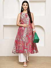 Pink Paisley Cotton Maternity Kurta with Trouser