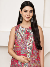 Pink Paisley Cotton Maternity Kurta with Trouser