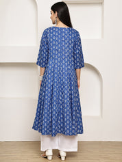 Blue Floral Cotton Maternity Kurta with Trouser