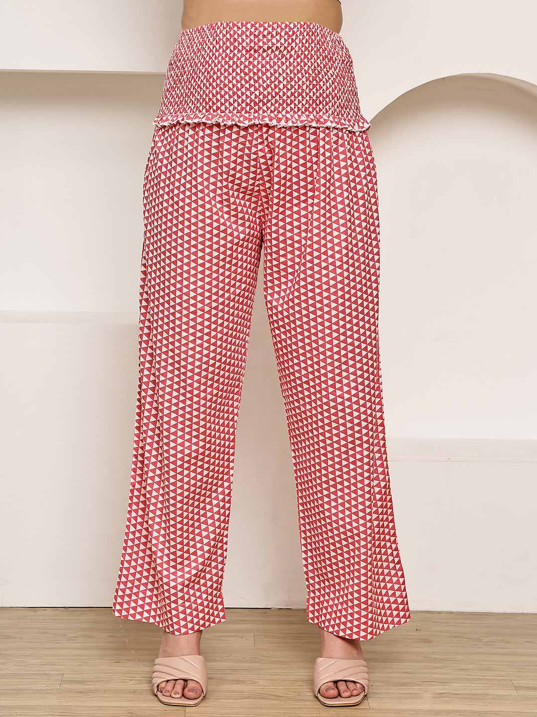 Pink Leaf Cotton Maternity Kurta with Trouser and Dupatta