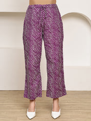 Purple Bandhani Cotton Maternity Kurta with Trouser and Dupatta