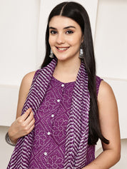Purple Bandhani Cotton Maternity Kurta with Trouser and Dupatta