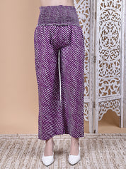 Purple Bandhani Cotton Maternity Kurta with Trouser and Dupatta