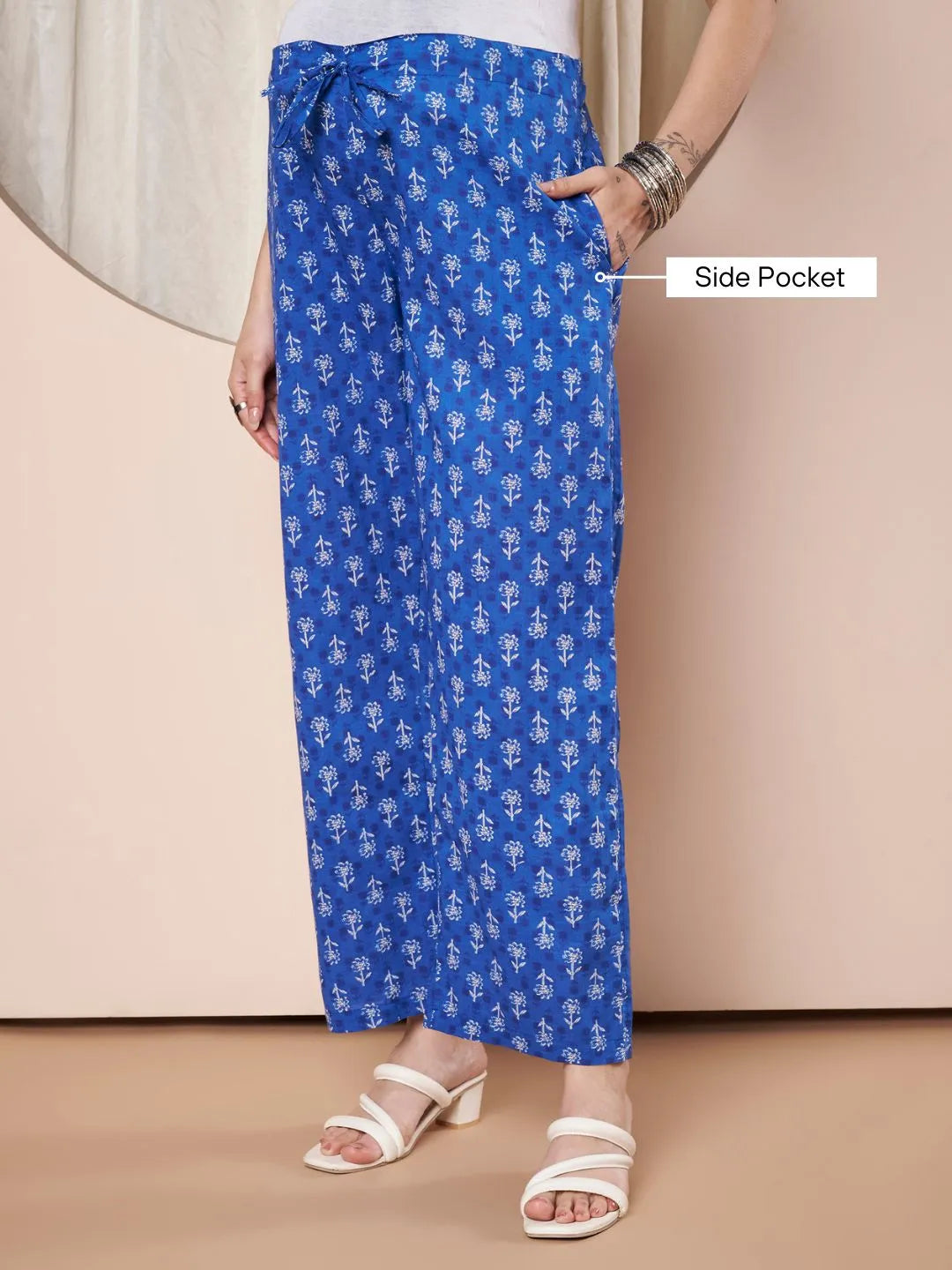 Blue Floral Cotton Maternity Kurta with Trouser and Dupatta