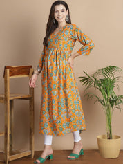 Orange Floral Cotton Maternity Kurta