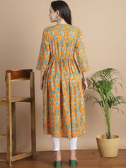 Orange Floral Cotton Maternity Kurta