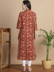 Brown Floral Cotton Maternity Kurta