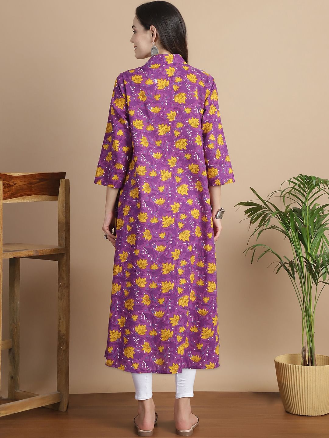 Purple Floral Cotton Maternity Kurta