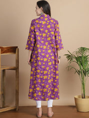 Purple Floral Cotton Maternity Kurta