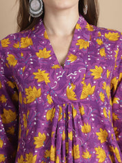 Purple Floral Cotton Maternity Kurta