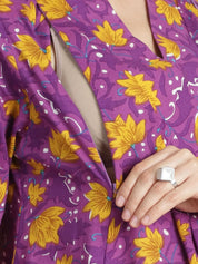 Purple Floral Cotton Maternity Kurta