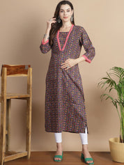 Multi-Color Geometric Cotton Maternity Kurta