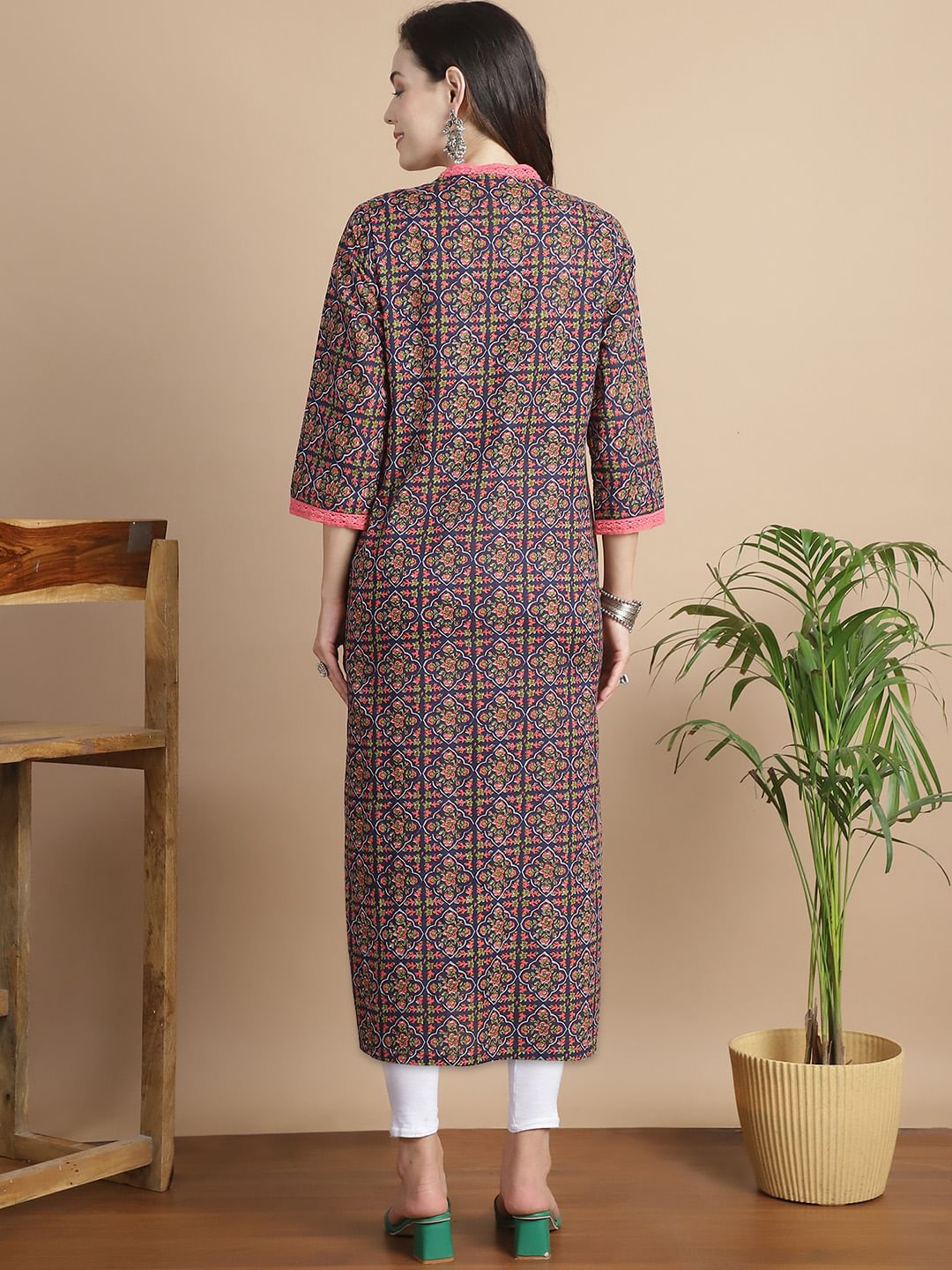 Multi-Color Geometric Cotton Maternity Kurta
