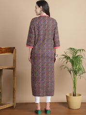 Multi-Color Geometric Cotton Maternity Kurta