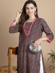 Multi-Color Geometric Cotton Maternity Kurta