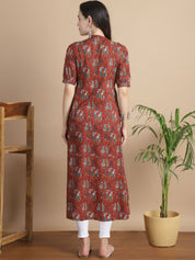 Maroon Ethinic Print Cotton Maternity Kurta
