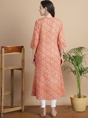 Mustard Floral Cotton Maternity Kurta
