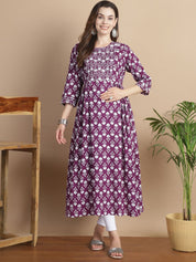 Purple Floral Cotton Maternity Kurta
