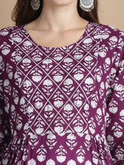 Purple Floral Cotton Maternity Kurta
