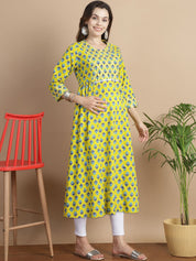 Yellow Floral Cotton Maternity Kurta