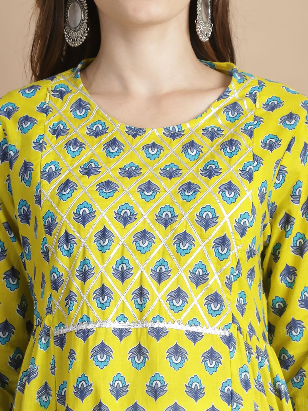 Yellow Floral Cotton Maternity Kurta