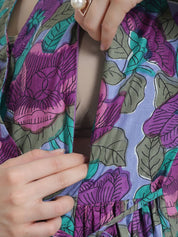Floral Print Blue Cotton Maternity Kurta