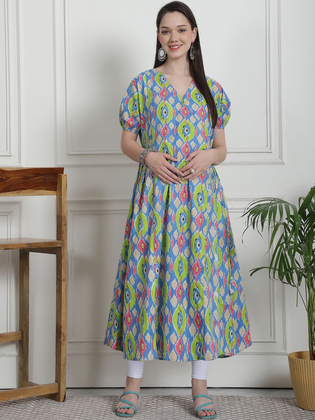Printed Multi Cotton Maternity Kurta