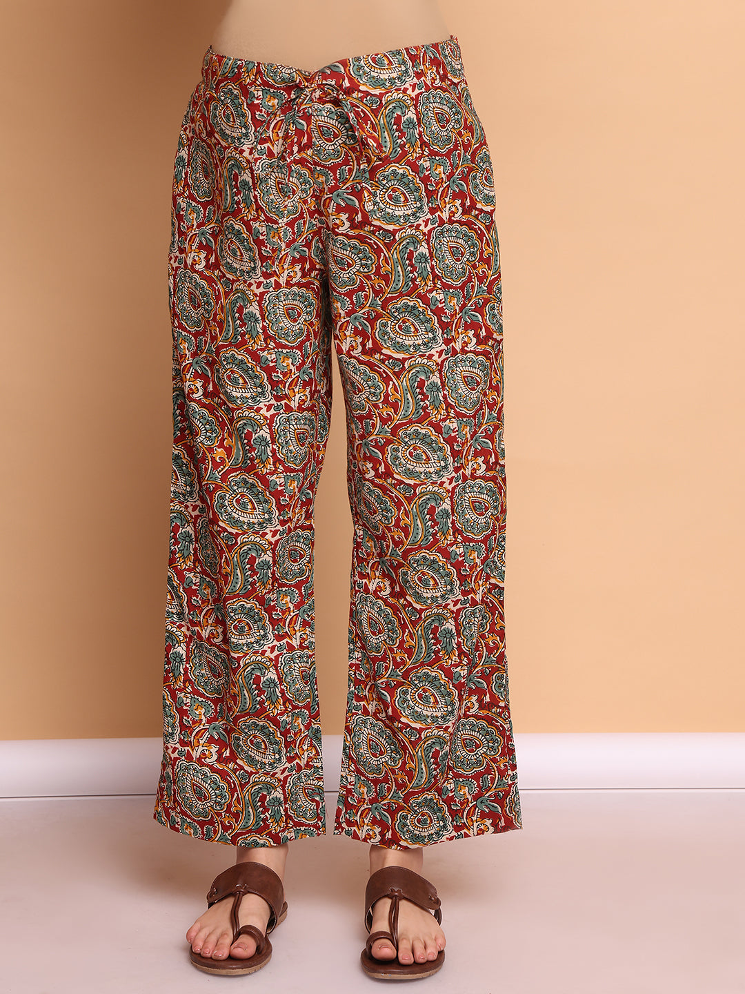 Red Paisley Cotton Maternity Kurta with Trouser and Dupatta