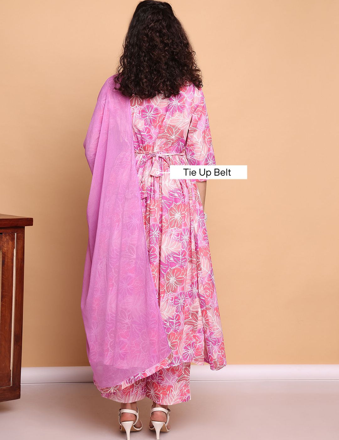 Pink Floral Cotton Maternity Kurta with Trouser and Dupatta