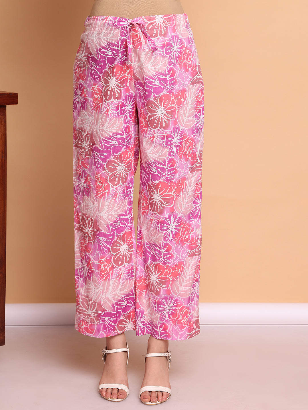 Pink Floral Cotton Maternity Kurta with Trouser and Dupatta